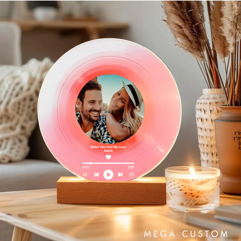 Personalized Vinyl with Wooden Stand Personalized Album Cover with Your Photo as Valentines Day Gift and Custom Song Plaque as Anniversary Gift