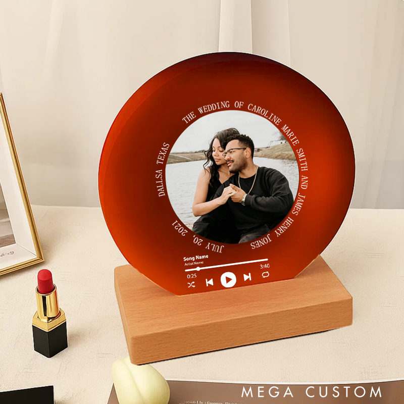 Personalized Vinyl with Wooden Stand Personalized Album Cover with Your Photo as Valentines Day Gift and Custom Song Plaque as Anniversary Gift