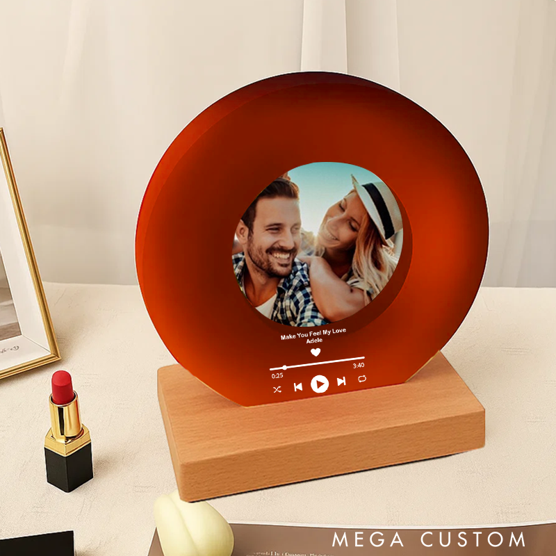 Personalized Vinyl with Wooden Stand Personalized Album Cover with Your Photo as Valentines Day Gift and Custom Song Plaque as Anniversary Gift