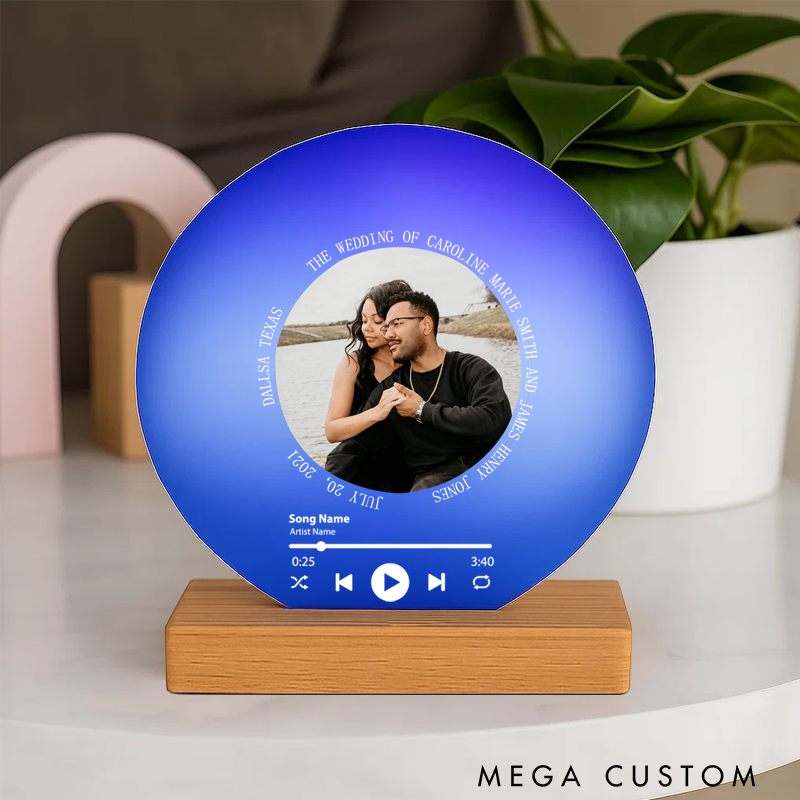 Personalized Vinyl with Wooden Stand Personalized Album Cover with Your Photo as Valentines Day Gift and Custom Song Plaque as Anniversary Gift