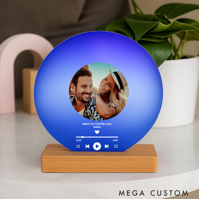 Personalized Vinyl with Wooden Stand Personalized Album Cover with Your Photo as Valentines Day Gift and Custom Song Plaque as Anniversary Gift