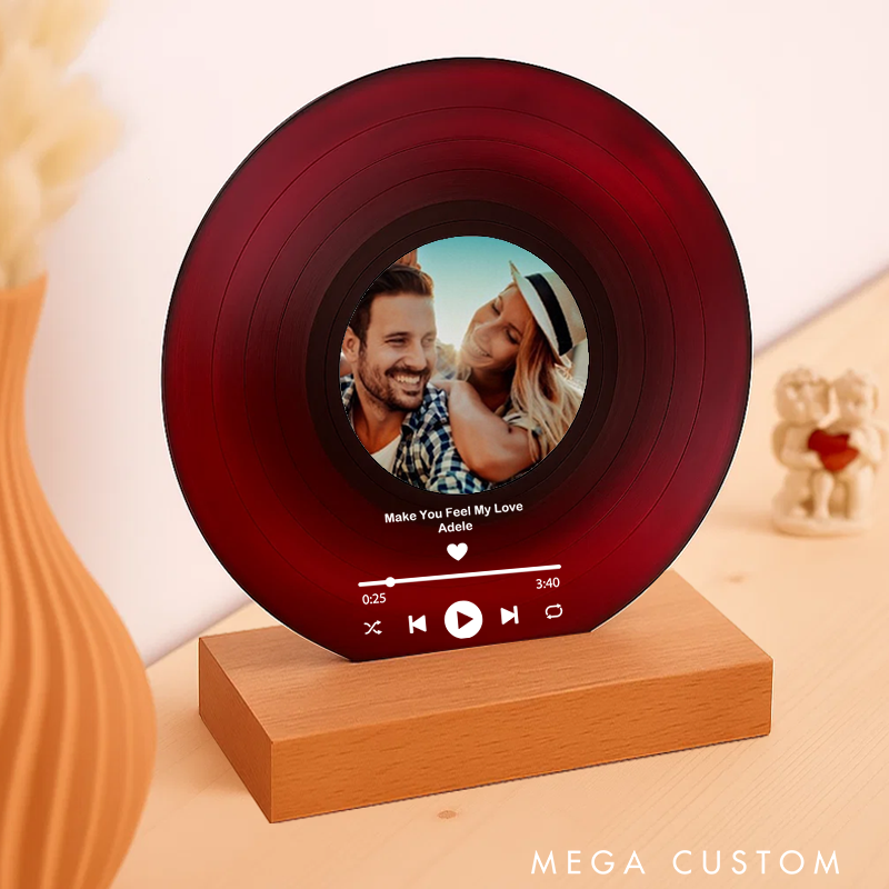 Personalized Vinyl with Wooden Stand Personalized Album Cover with Your Photo as Valentines Day Gift and Custom Song Plaque as Anniversary Gift
