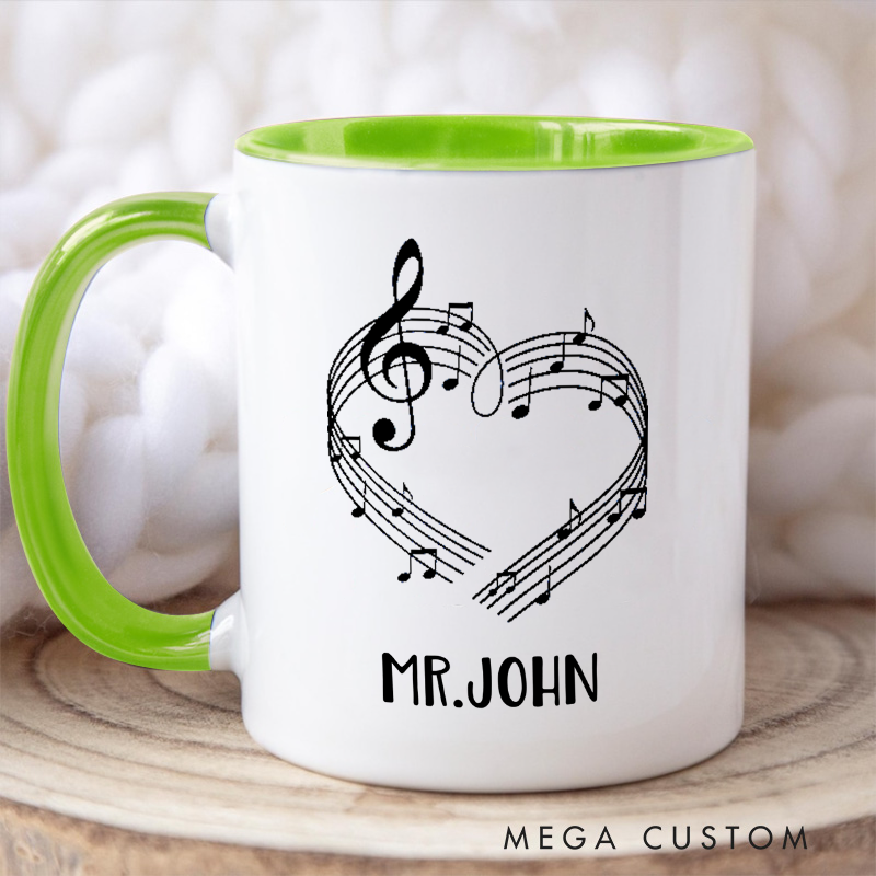 Personalized Your Name Colored Mugs Music Teacher Personalized Tumbler Band Director Gift and Piano Teacher Gift