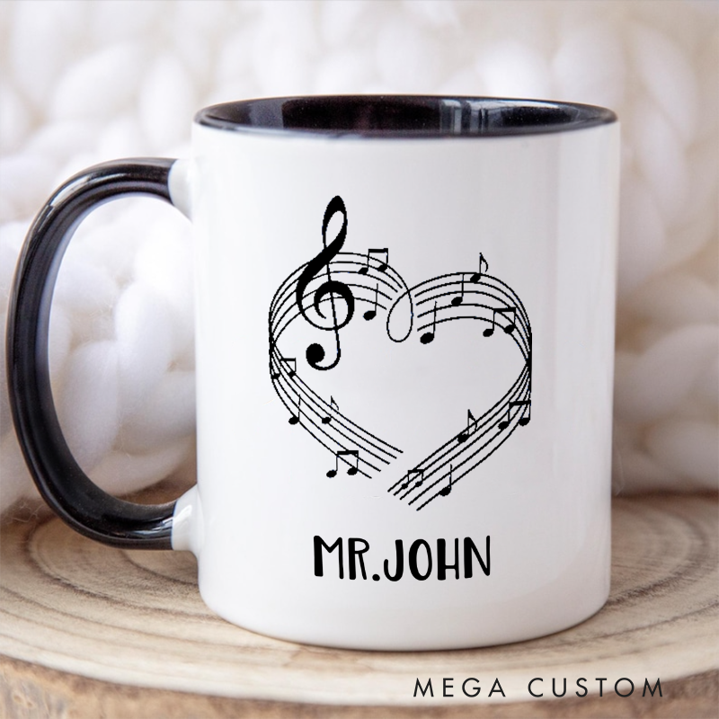 Personalized Your Name Colored Mugs Music Teacher Personalized Tumbler Band Director Gift and Piano Teacher Gift