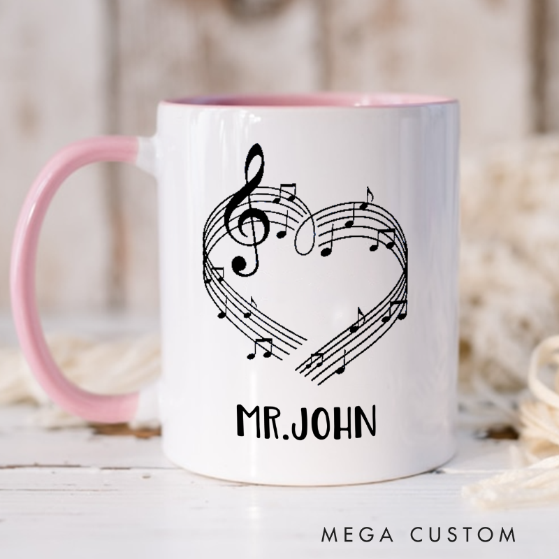 Personalized Your Name Colored Mugs Music Teacher Personalized Tumbler Band Director Gift and Piano Teacher Gift
