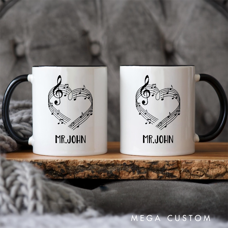 Personalized Your Name Colored Mugs Music Teacher Personalized Tumbler Band Director Gift and Piano Teacher Gift