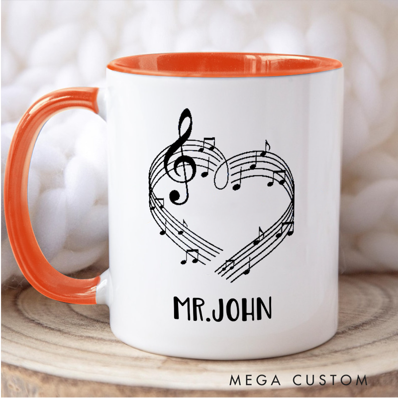 Personalized Your Name Colored Mugs Music Teacher Personalized Tumbler Band Director Gift and Piano Teacher Gift