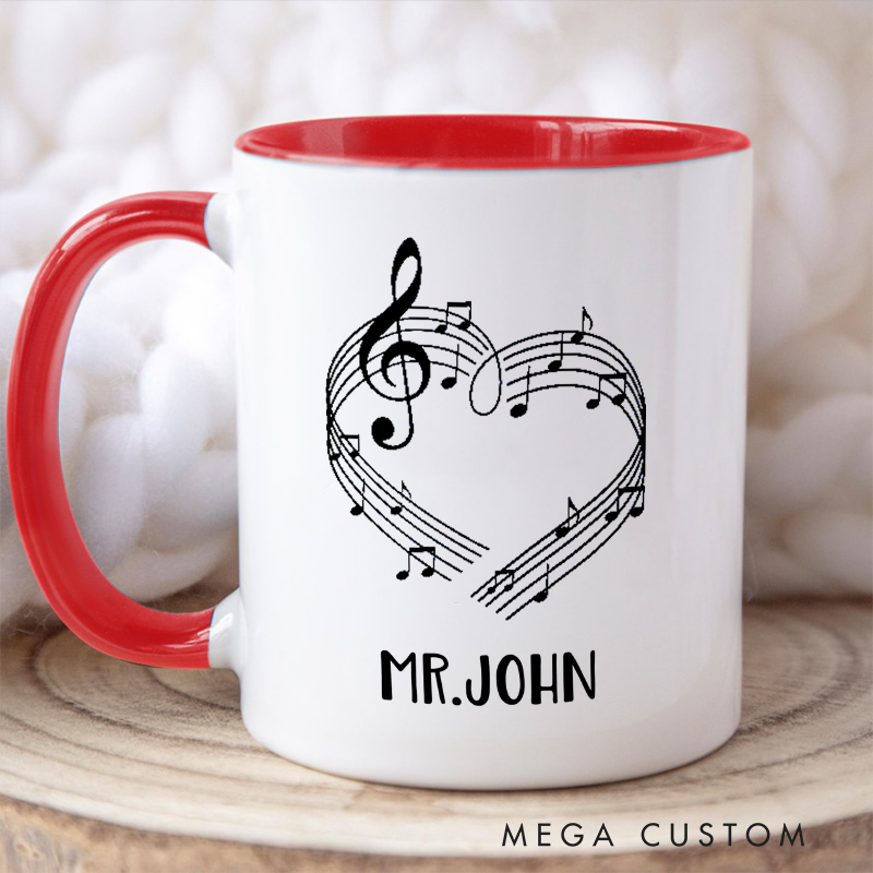 Personalized Your Name Colored Mugs Music Teacher Personalized Tumbler Band Director Gift and Piano Teacher Gift
