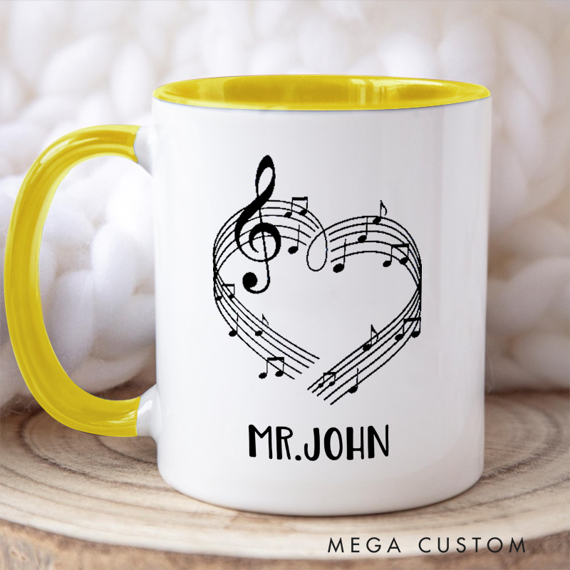 Personalized Your Name Colored Mugs Music Teacher Personalized Tumbler Band Director Gift and Piano Teacher Gift