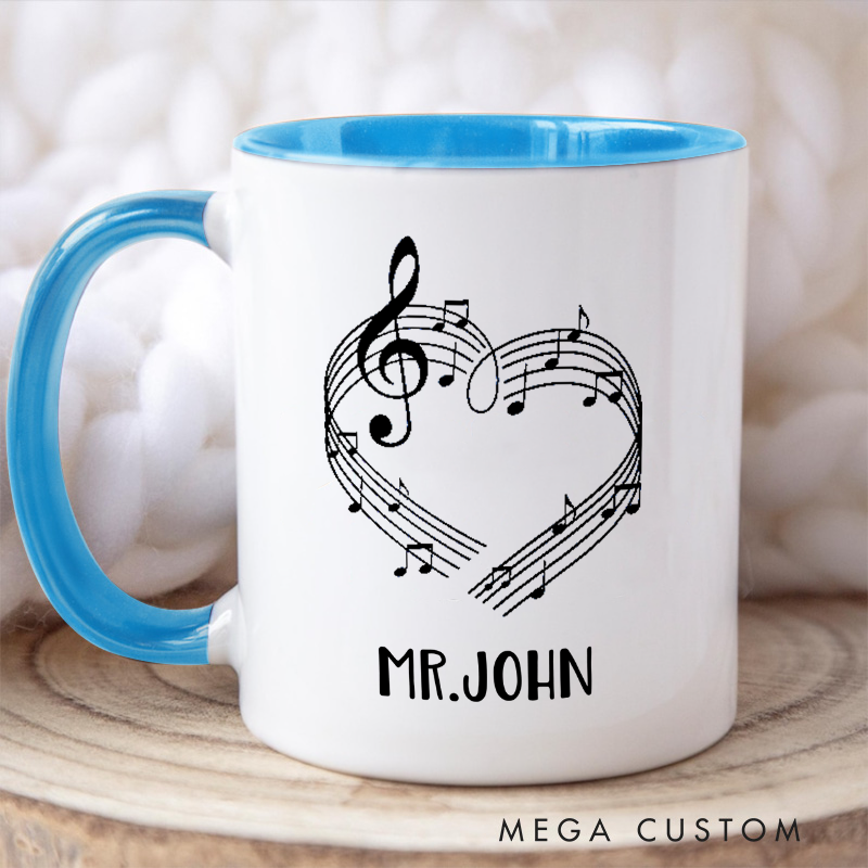 Personalized Your Name Colored Mugs Music Teacher Personalized Tumbler Band Director Gift and Piano Teacher Gift