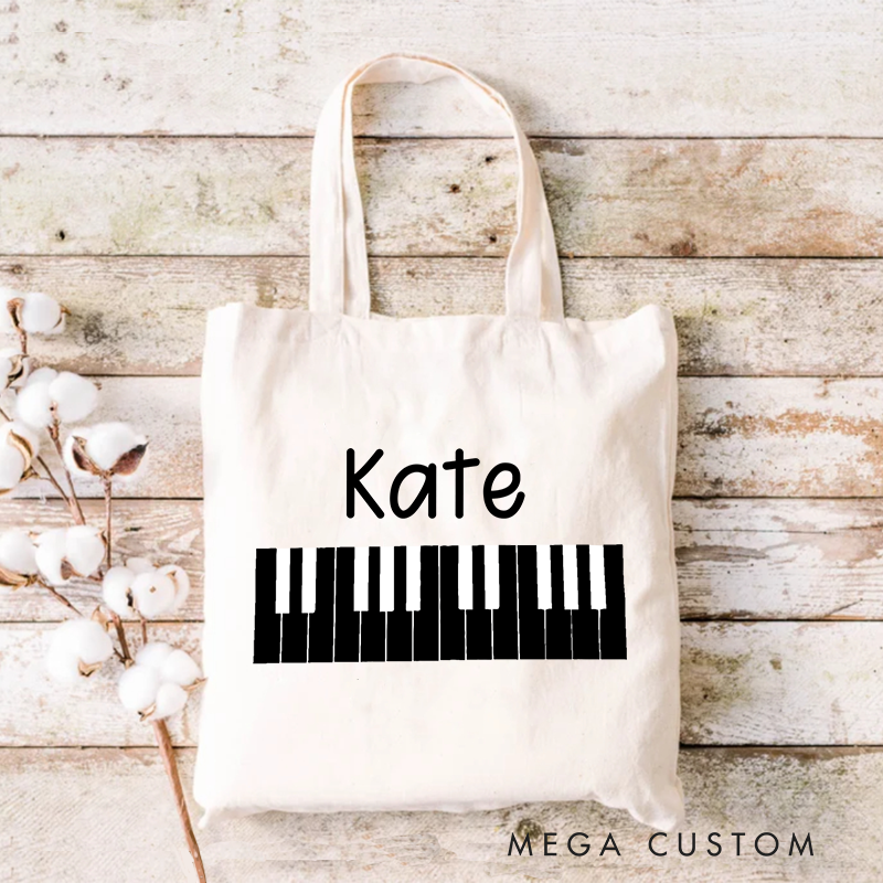 Personalized Your Name Piano Tote Bag