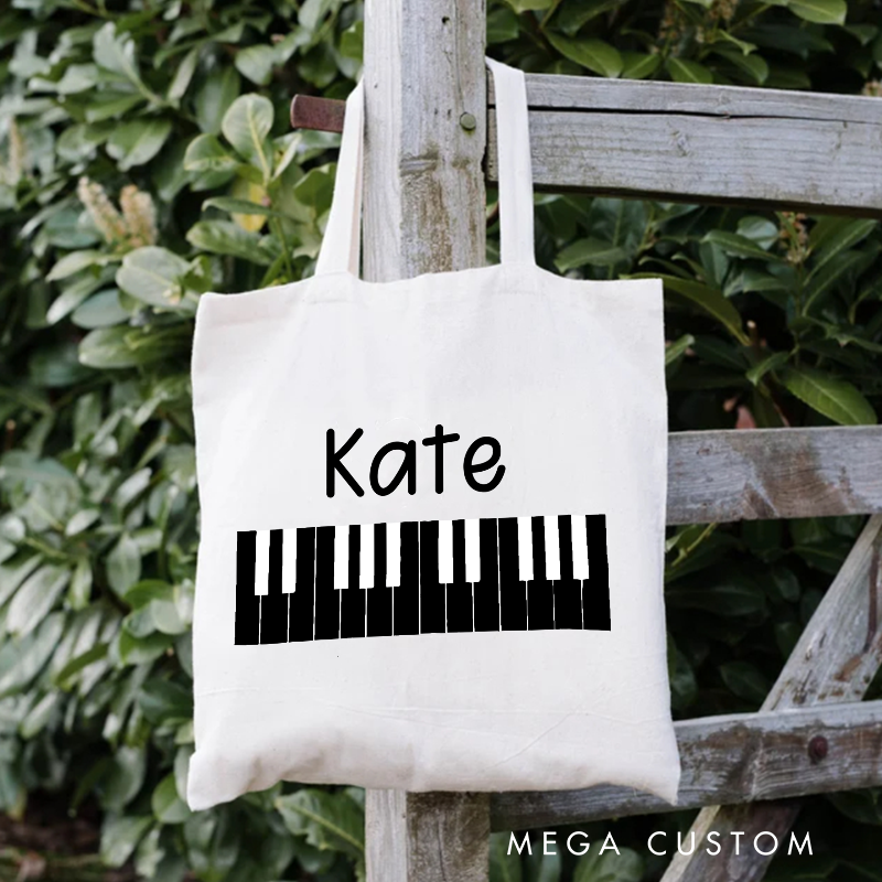 Personalized Your Name Piano Tote Bag