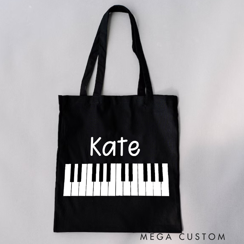 Personalized Your Name Piano Tote Bag