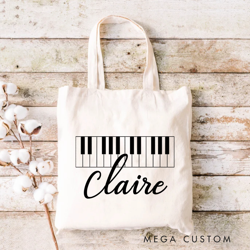 Piano Tote Bag and Musician Gift and Piano Book Tote and Music Bag