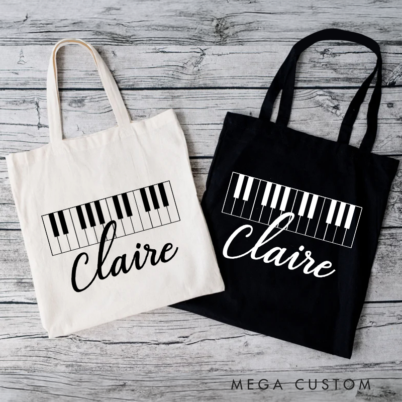 Piano Tote Bag and Musician Gift and Piano Book Tote and Music Bag