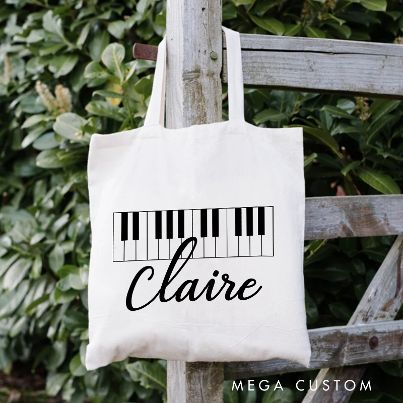 Piano Tote Bag and Musician Gift and Piano Book Tote and Music Bag