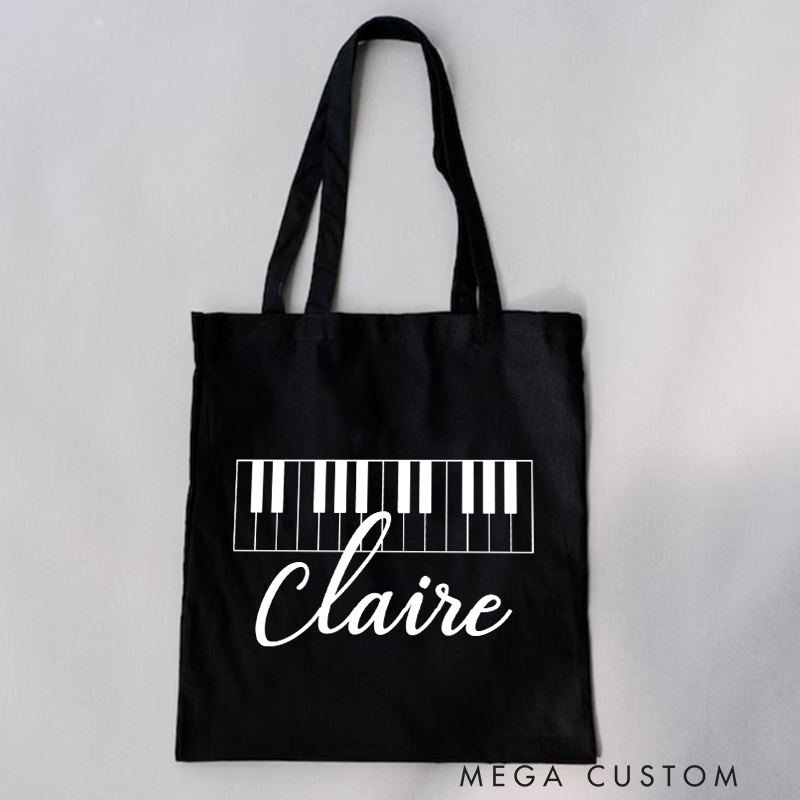 Piano Tote Bag and Musician Gift and Piano Book Tote and Music Bag