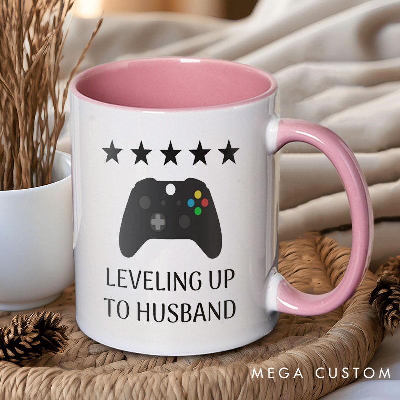 Personalized Leveling Up To Husband Gamer Mug Husband Coffee Mug for Men Ceramic Groom to be Cup Wedding Gift Cup for Him