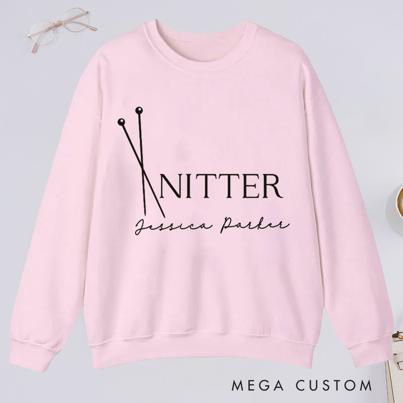 Personalized Knitter Needles Classic Sweatshirts Knitting Sweatshirts Knitting Sweatshirts Knitting Gift Knitter Gift Knitting Yarn Lover