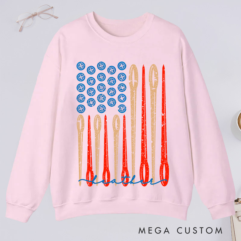 Personalized Sewing Flag Classic Sweatshirts Sewing Gift Love Sewing Gifts For Her Sewing Gifts Women