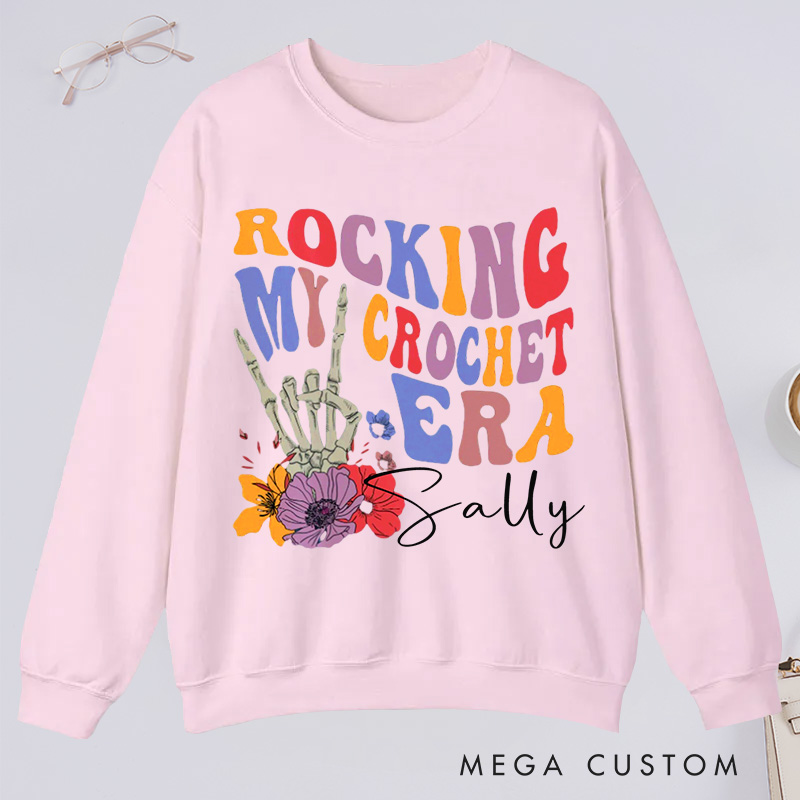 Personalized Rocking My Crochet Era Classic Sweatshirts In My Crochet Era Comfort Colors Retro Trendy Sweatshirts