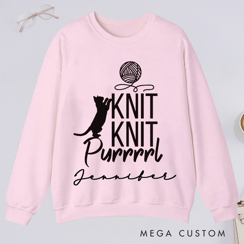 Personalized Cat Lover Classic Sweatshirts Funny Crocheting Sweatshirts