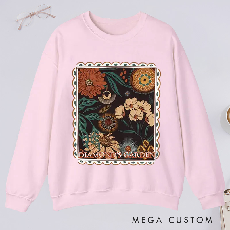 Personalized Boho Floral Cottagecore Classic Sweatshirts Fall Flowers Nature Sweatshirt Gardener Sweatshirt with Name Plant Lover Gift Gardening Gift