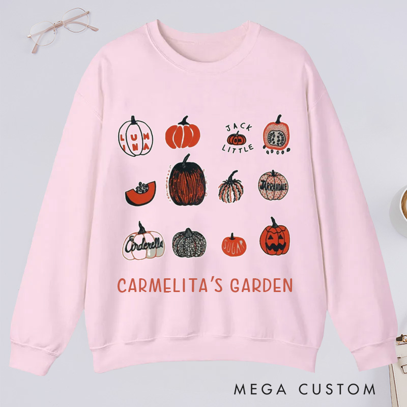 Personalized Pumpkin Classic Sweatshirts Gardener Sweatshirt with Name Halloween Sweatshirt Plant Lover Gift Gardening Lovers Gift