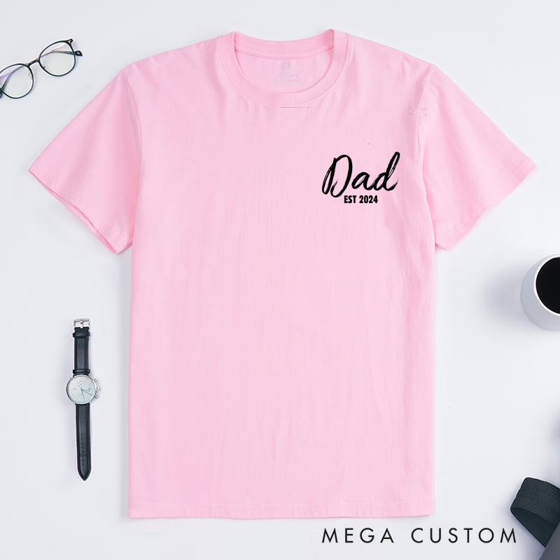 Personalized Dad T-Shirt with Children's Names and Dad EST Year for Special Occasions Classic T-shirt