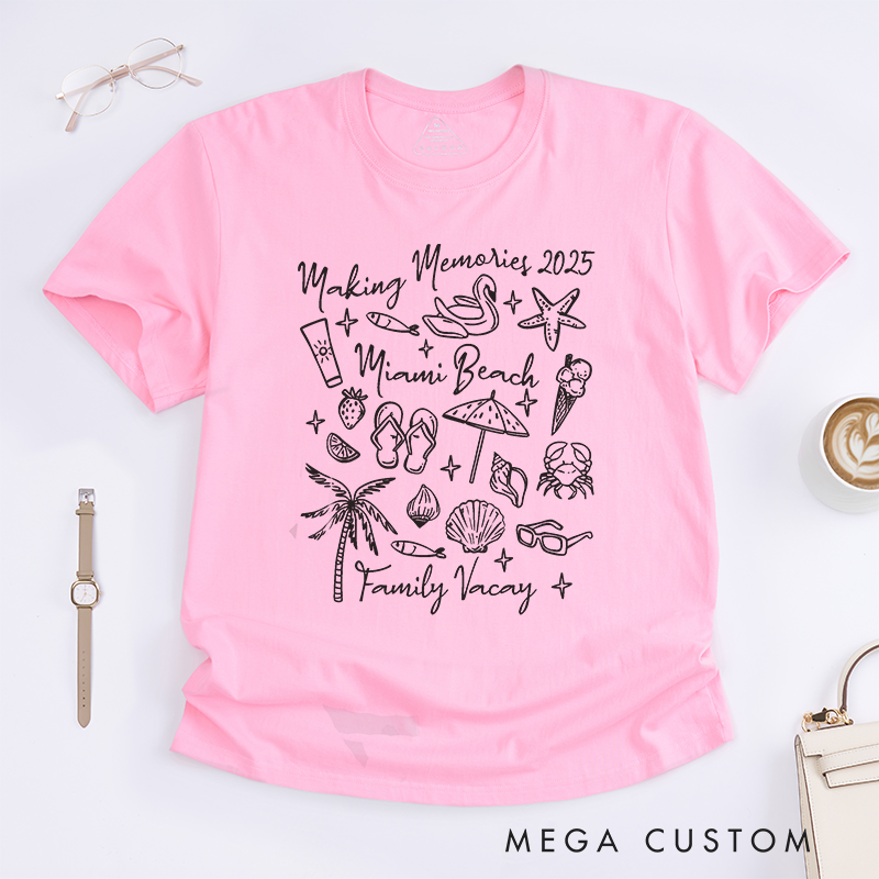 Personalized  Matching Family Beach Vacation Tee with a Coastal Aesthetic Classic T-shirt