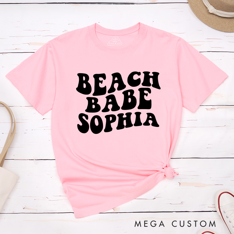 Personalized Beach Bride Matching T-Shirt Bridesmaid Beach Babe T-Shirt Maid of Honor T-Shirt Wedding Bachelorette Party Gift