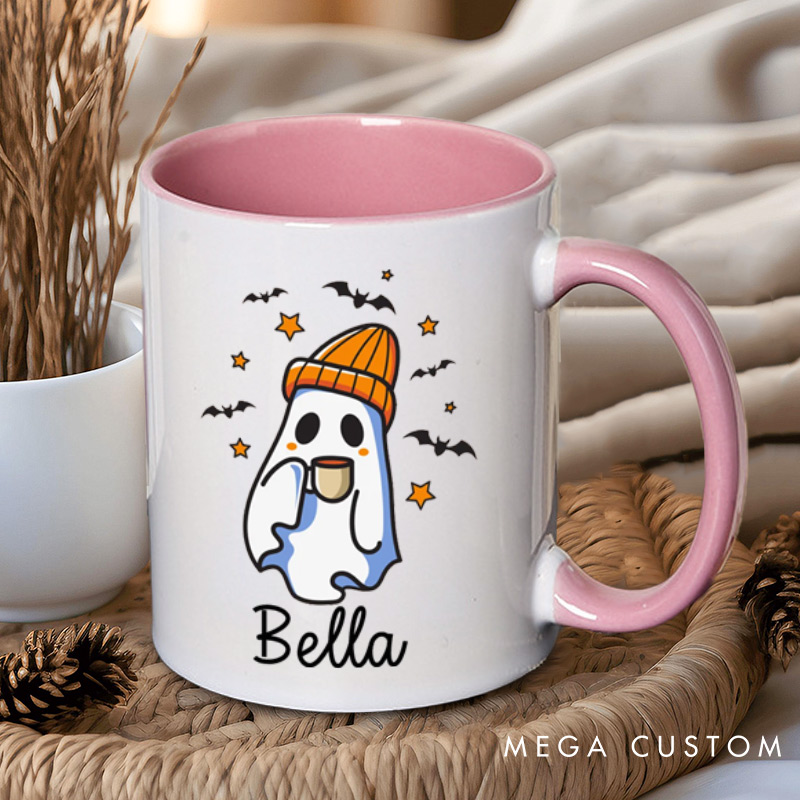 Personalized Cozy Ghost Couple with Coffee Halloween Couple Mugs 