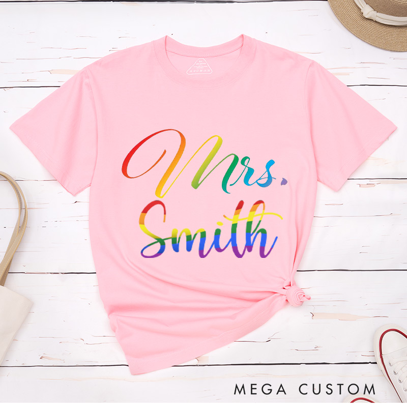 Personalized LGBTQ Couple T-Shirts Celebrate Love and Pride Shirt for her Rainbow LGBTQ Tee Lesbian Matching Tops
