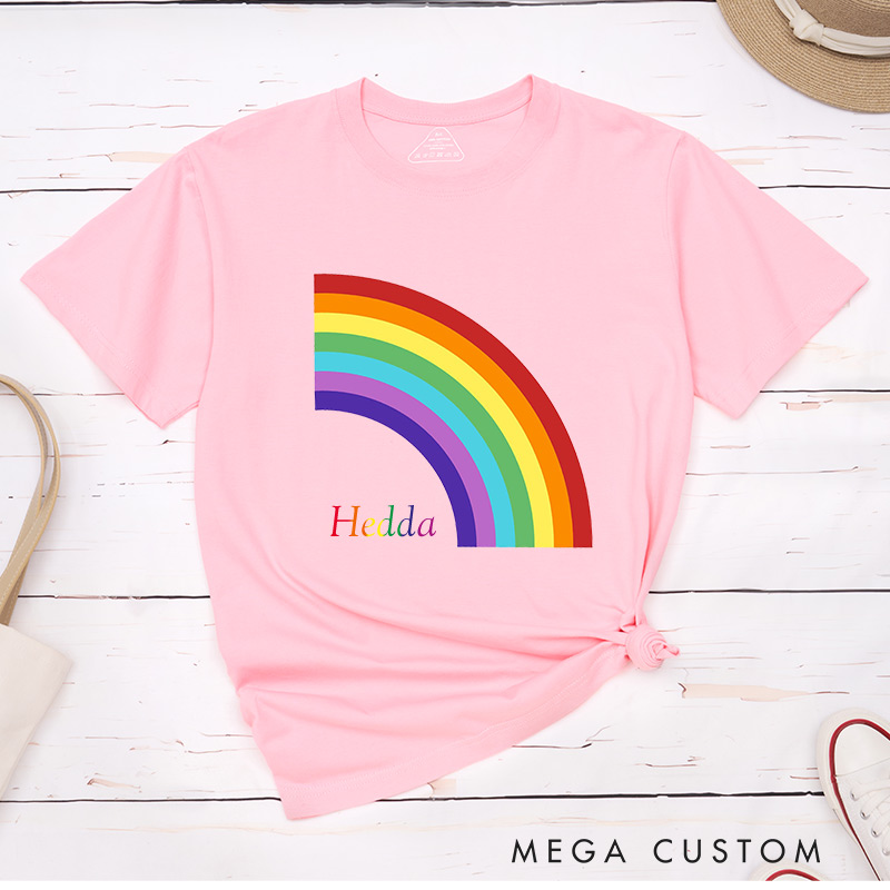 Personalized Rainbow Pride Couple T-Shirts LGBTQ Lesbian Gay Couple Shirt Pride Month T-Shirt for Couple