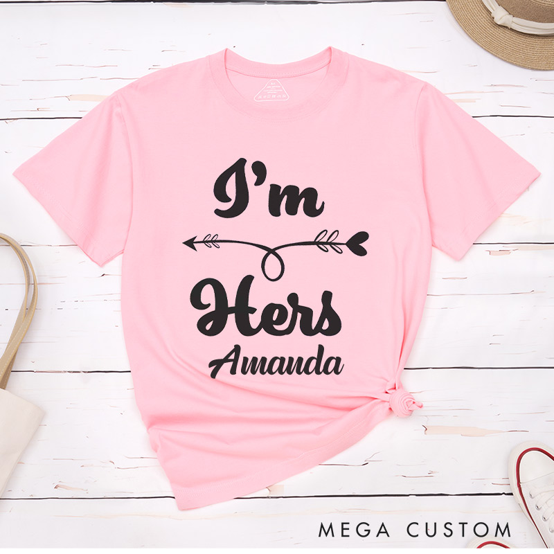 Personalized She's Mine I'm Hers Romantic Couple T-Shirts LGBTQ Lesbian Couple Shirt Lesbian Matching Couple Tee