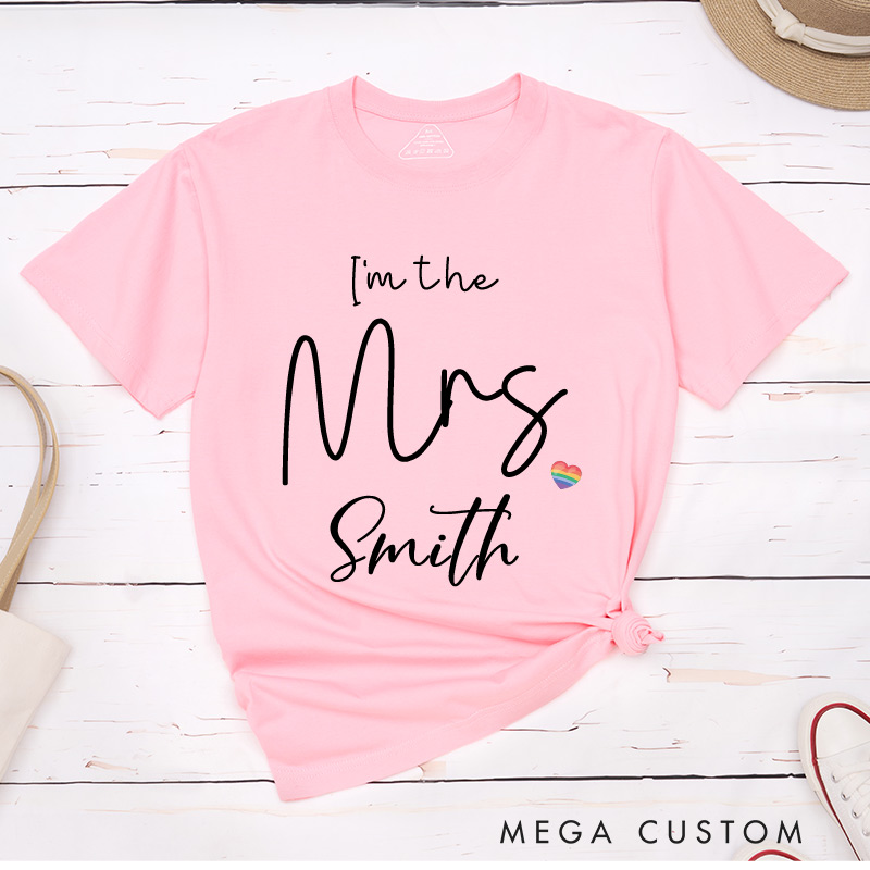 Personalized Lesbian Matching Couple T-Shirts LGBTQ Lesbian Wife Couple Shirt for Women LGBTQ Lesbian Wedding Shirt