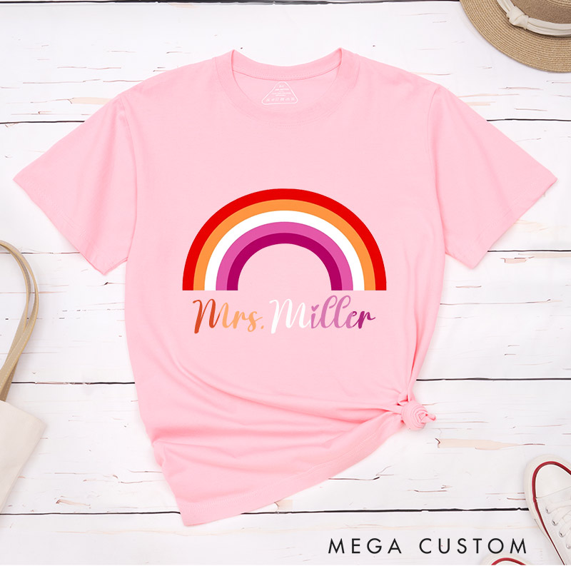 Personalized LGBTQ Couple T-Shirts LGBTQA+ Lesbian Matching Shirt for Pride Month LGBTQ Lesbian Wedding Tee for Gay
