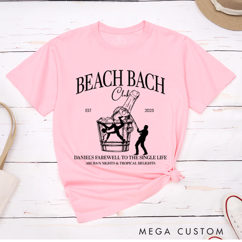 Personalized LGBTQ Bachelor Party T-Shirts Gay Beach Bach Club Matching Shirt LGBTQA+ Gay Wedding Party Favors Tee 