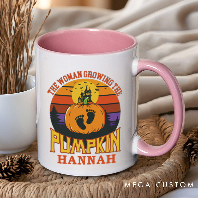 Personalized The Man Behind the Pumpkin and The Woman Growing the Pumpkin Halloween Couple Mugs