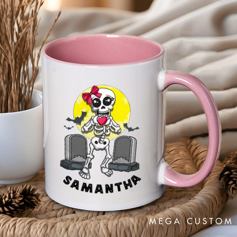 Personalized Funny Skeleton Couple Halloween Couple Mugs