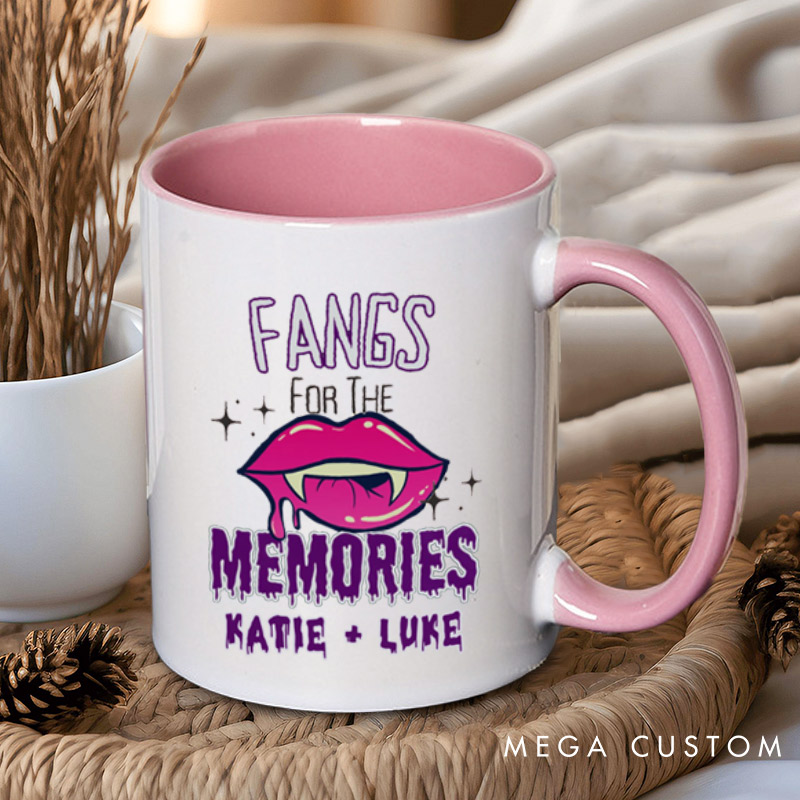 Personalized Love at First Bite & Fangs for the Memories Halloween Couple Mugs