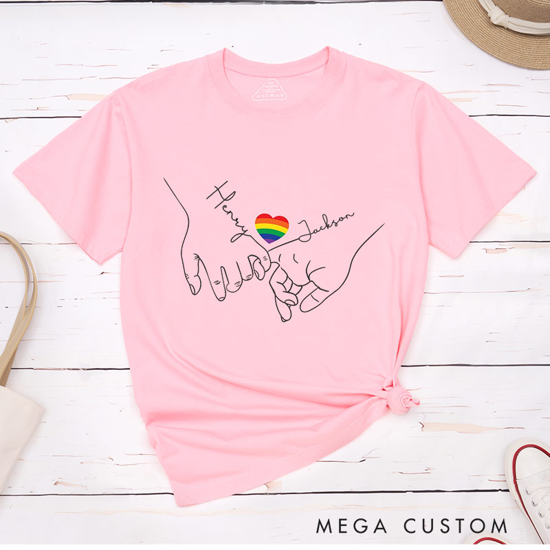 Personalized Pinky Promise Love Matching T-Shirts LGBTQ Lesbian Gay Matching Shirt LGBTQA+ Couple Matching Shirt for Her Him