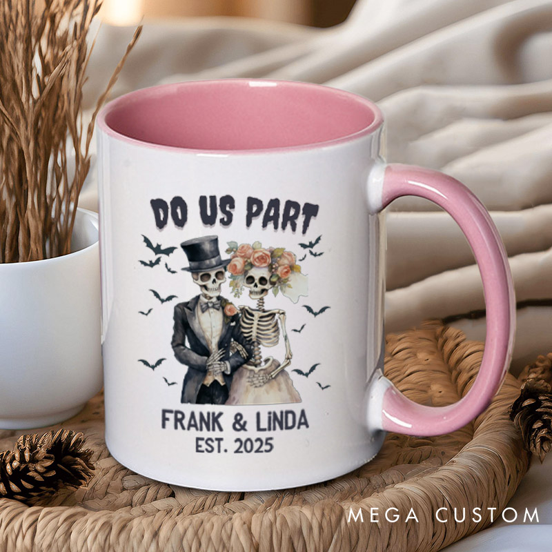 Personalized Till Death Do Us Part Skeleton Couple Halloween Couple Mugs