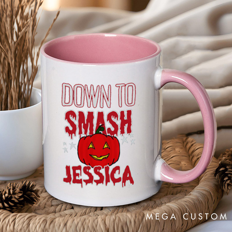 Personalized Just the Tip and Down to Smash Halloween Couple Mugs