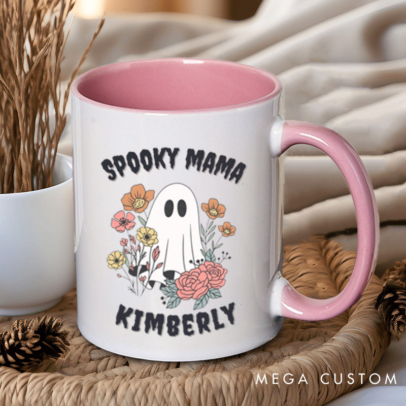 Personalized Spooky Dad and Spooky Mama Couple Ghost Halloween Couple Mugs