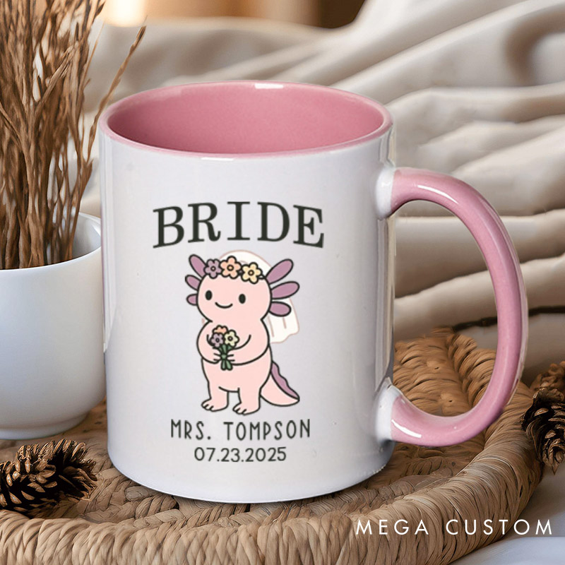 Personalized Cute Bride and Groom Axolotl Wedding Couple Mugs