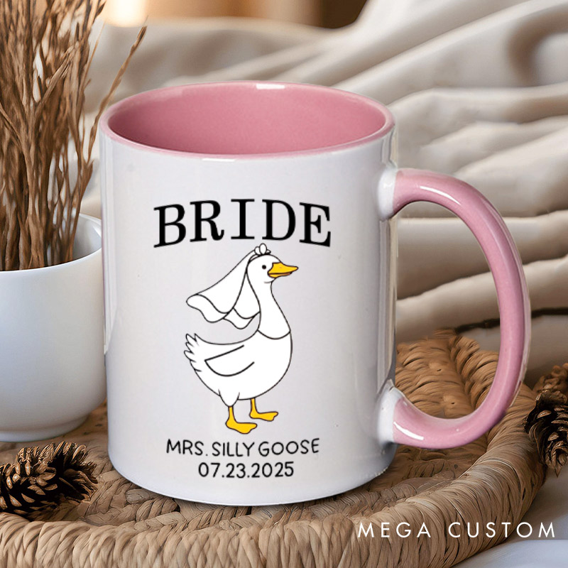 Personalized Bride and Groom Silly Goose Mr and Mrs Matching Wedding Couple Mugs