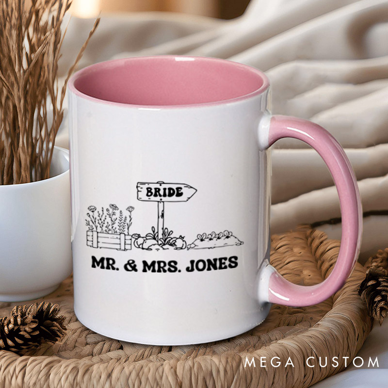 Personalized Rustic Bride and Groom Countryside Matching Wedding Couple Mugs