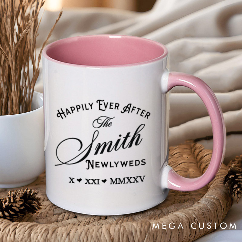 Personalized Newlyweds Happily Ever After Wedding Couple Mugs