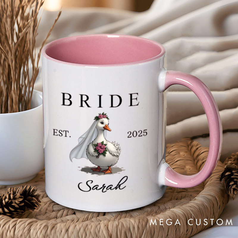 Personalized Bride and Groom Silly Goose Matching Wedding Couple Mugs